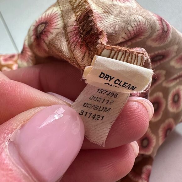 Vtg Y2K GAP Midi Slip Dress Floral Print Brown Pink 100% Cotton Back Zip Size 8 - Picture 8 of 11